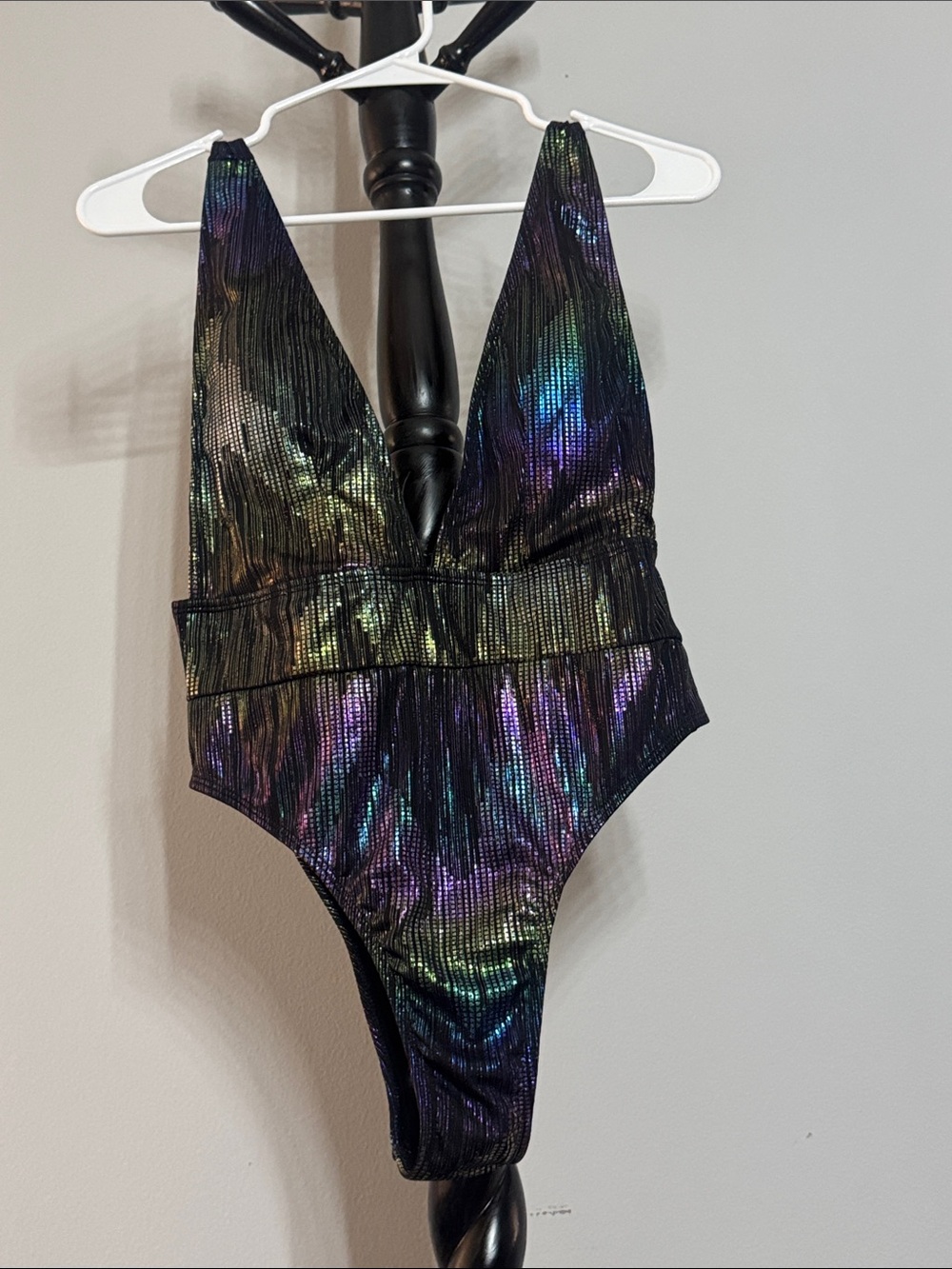 Metallic Iridescent Black One-Piece Swimsuit 30.T